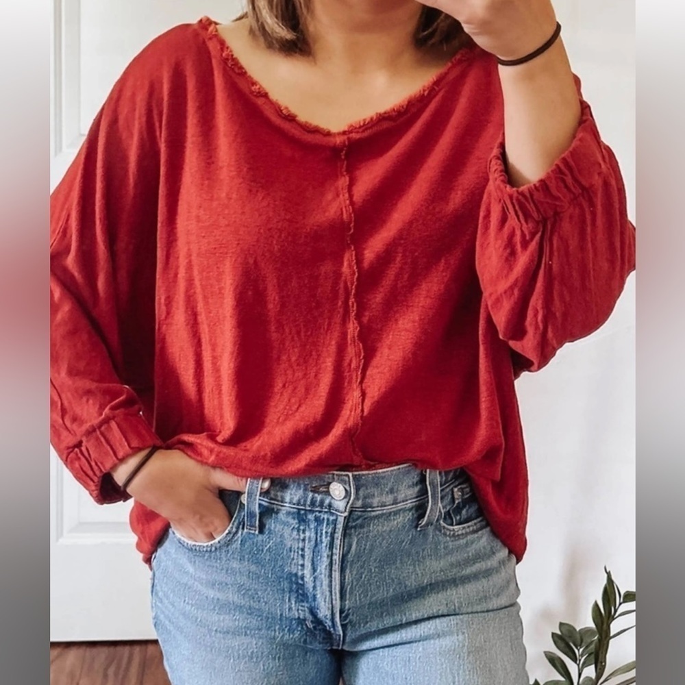Sundance M dolman sleeve linen stretch blouse mature boho classic Lagenlook
